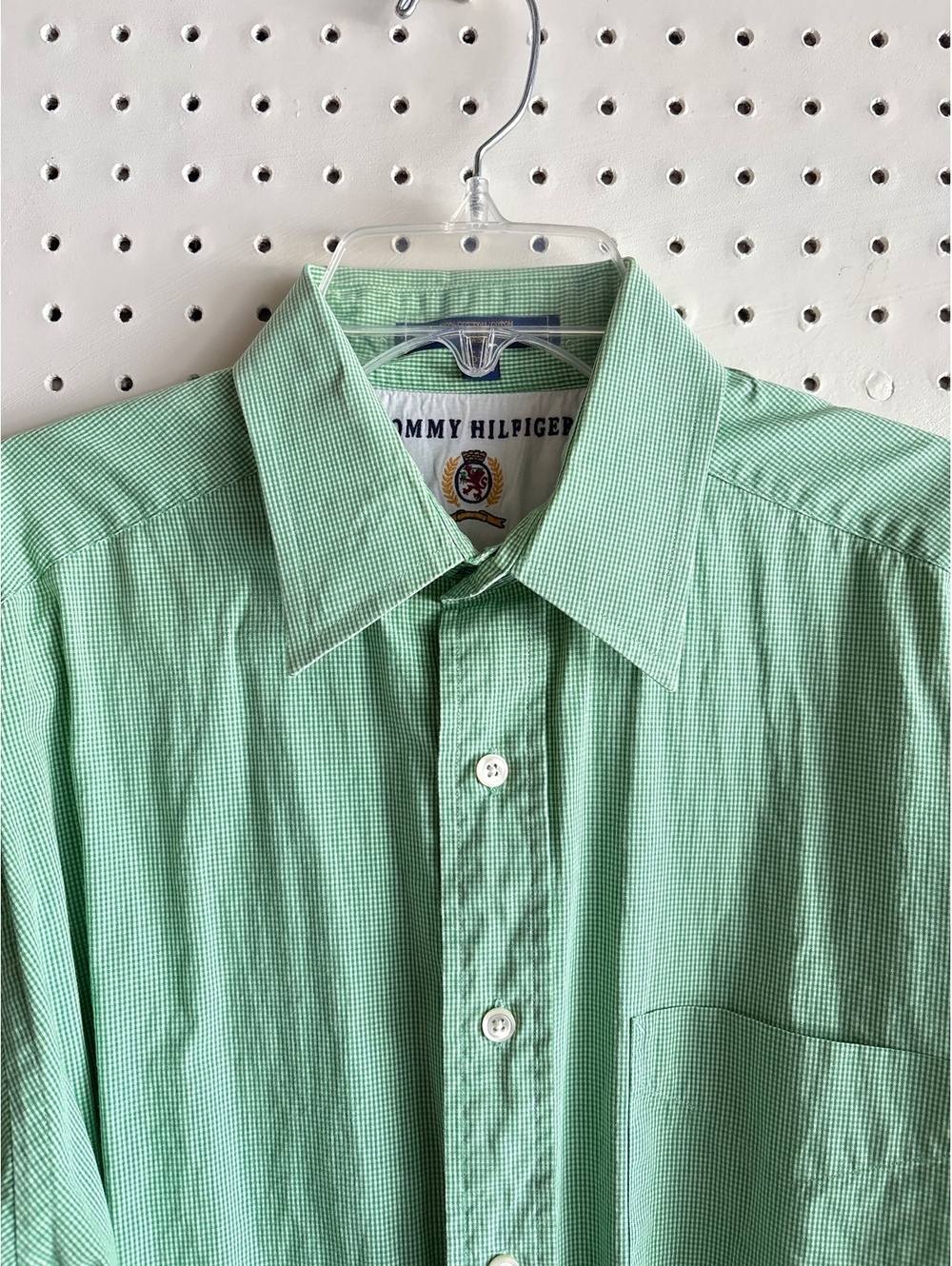 Tommy Hilfiger Men's Long Sleeve Green Check Dress Shirt
